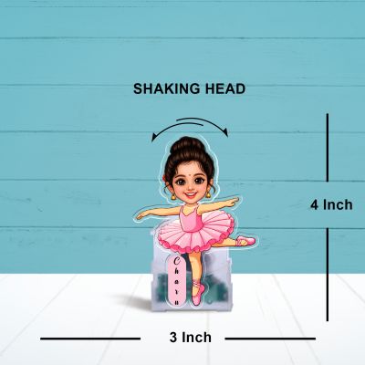 Personalized Ballerina Dancer Bobblehead Caricature Standee Fun Desk Accessory & Home Decor Birthday Gift for Girls & Dance Lover Decorative for Study Table Battery Powered Moving Head